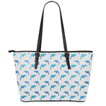 Watercolor Dolphin Pattern Print Leather Tote Bag