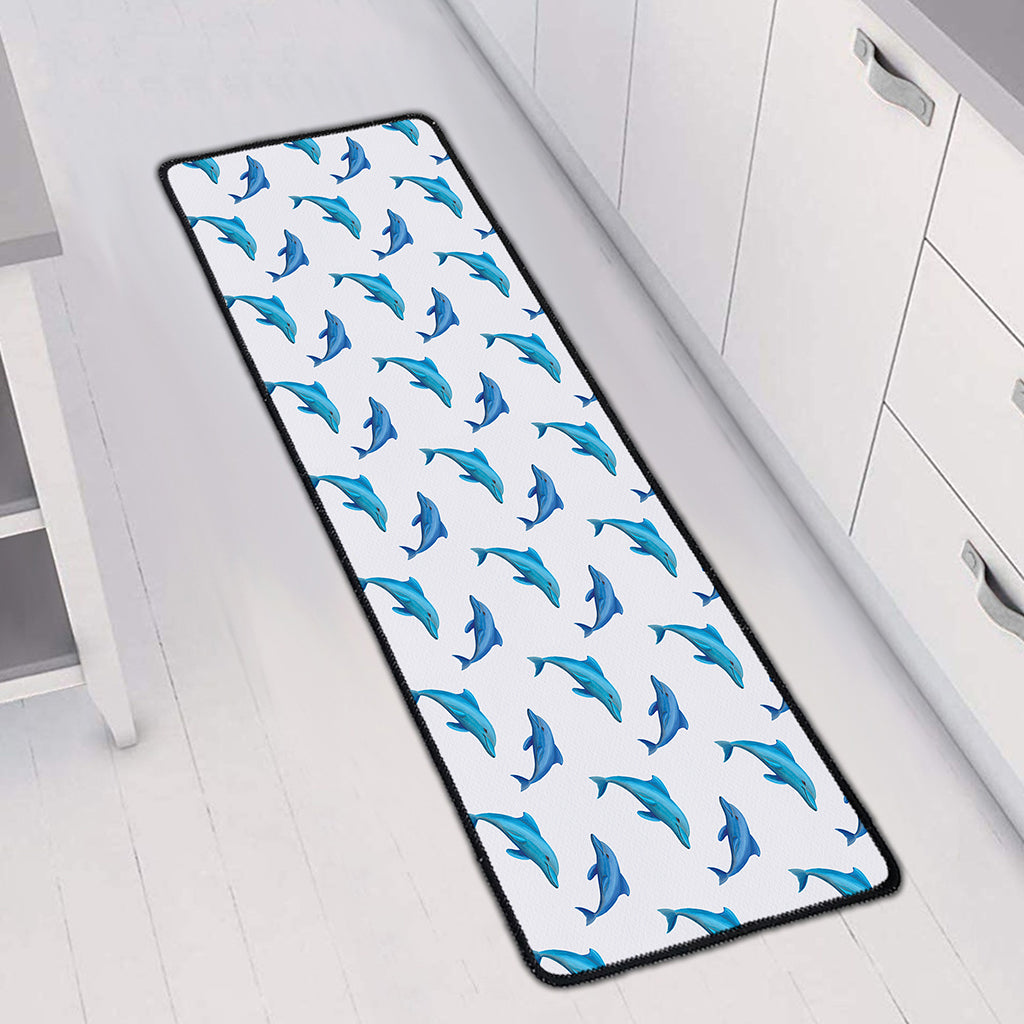 Watercolor Dolphin Pattern Print Long Kitchen Mat