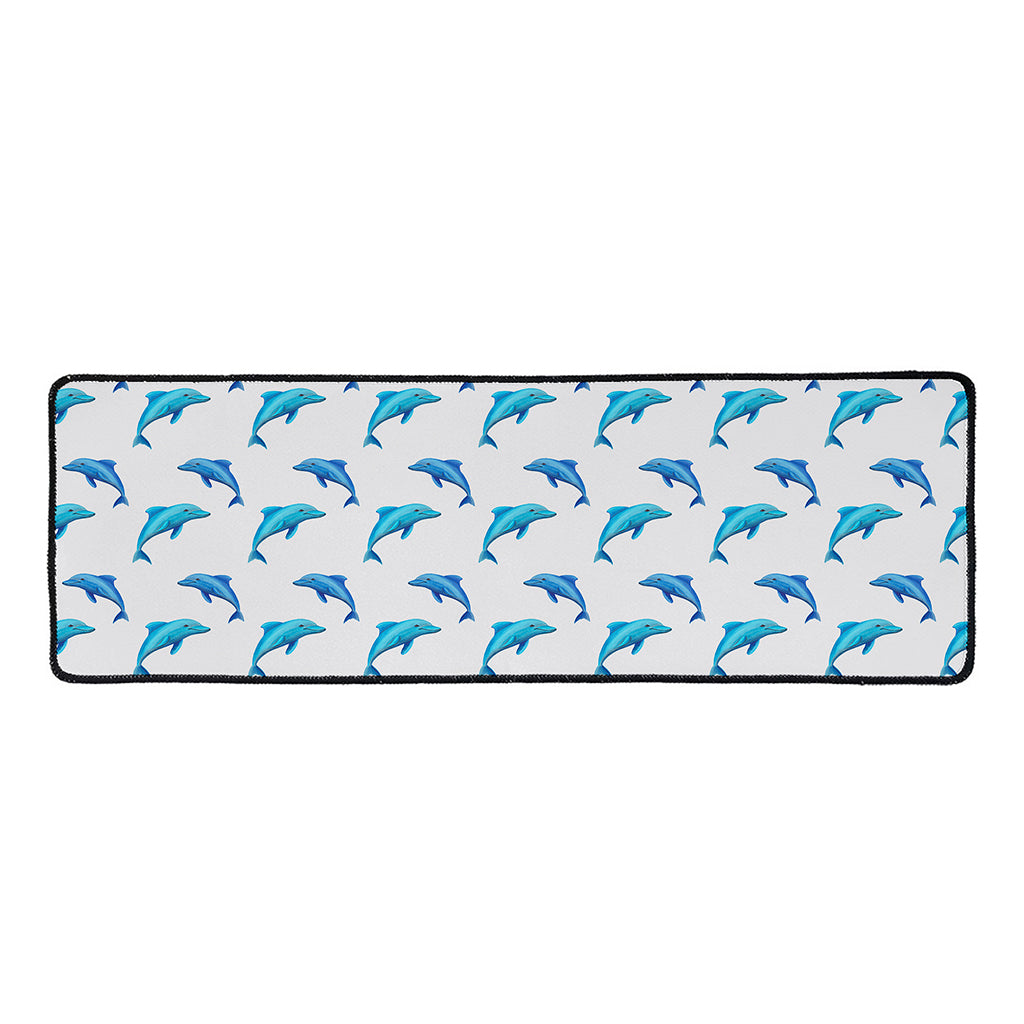 Watercolor Dolphin Pattern Print Long Kitchen Mat
