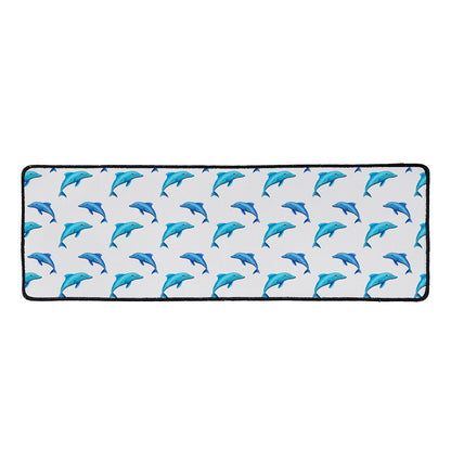 Watercolor Dolphin Pattern Print Long Kitchen Mat