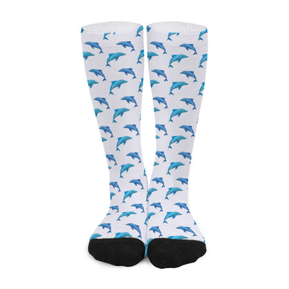 Watercolor Dolphin Pattern Print Long Socks