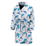Watercolor Dolphin Pattern Print Men's Bathrobe