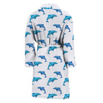 Watercolor Dolphin Pattern Print Men's Bathrobe