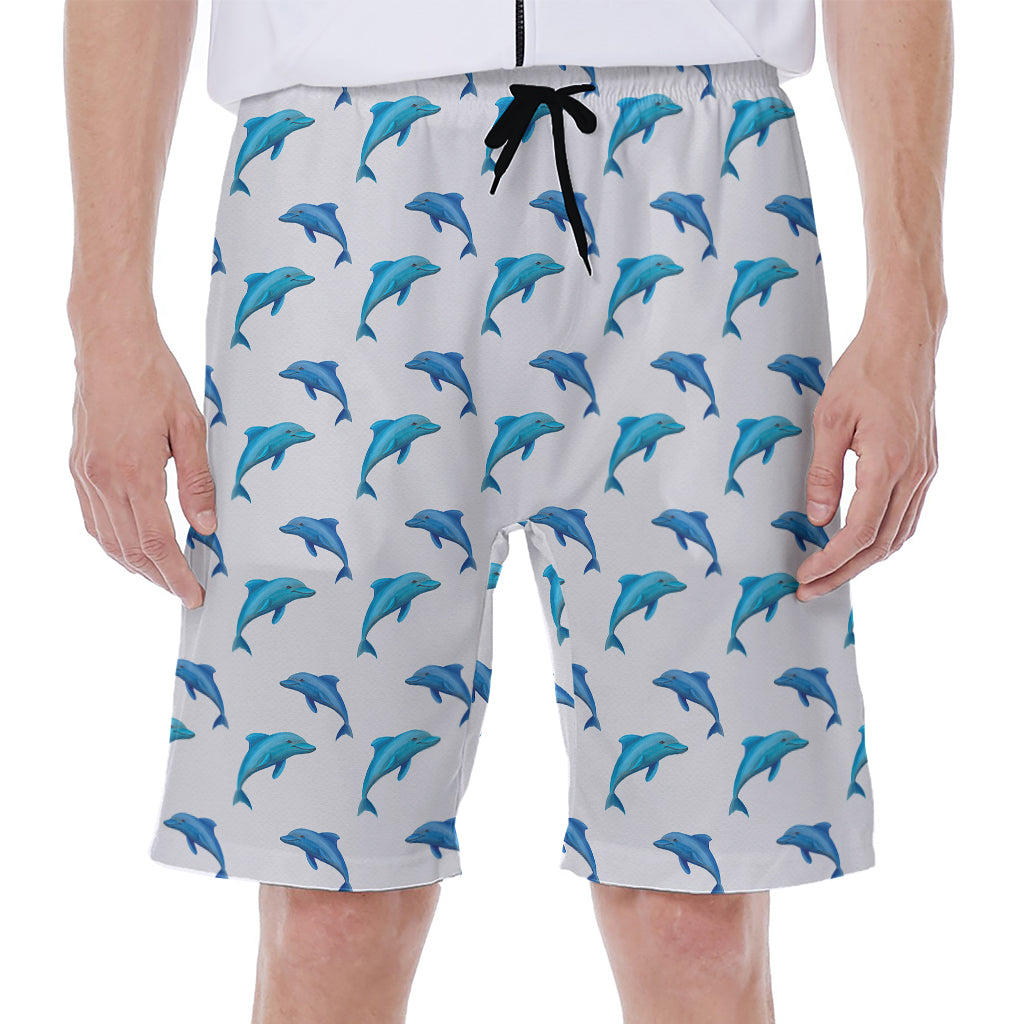 Watercolor Dolphin Pattern Print Men's Beach Shorts