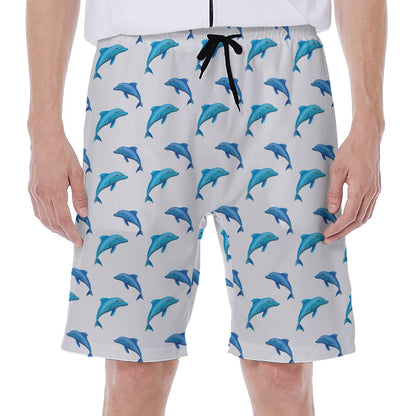 Watercolor Dolphin Pattern Print Men's Beach Shorts