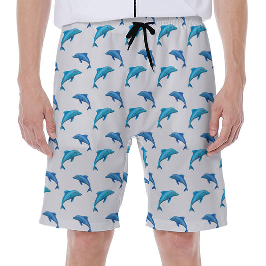 Watercolor Dolphin Pattern Print Men's Beach Shorts