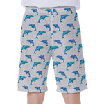 Watercolor Dolphin Pattern Print Men's Beach Shorts