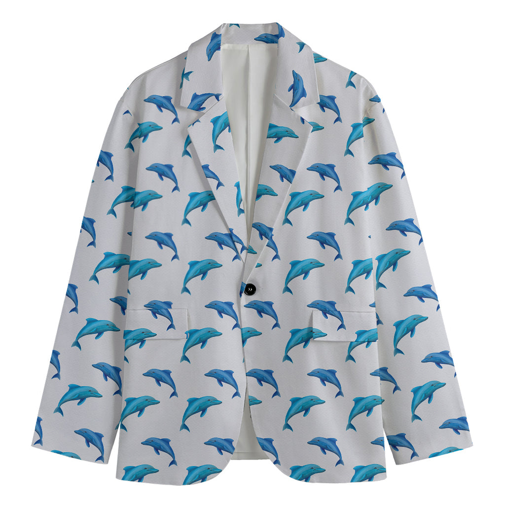 Watercolor Dolphin Pattern Print Men's Blazer