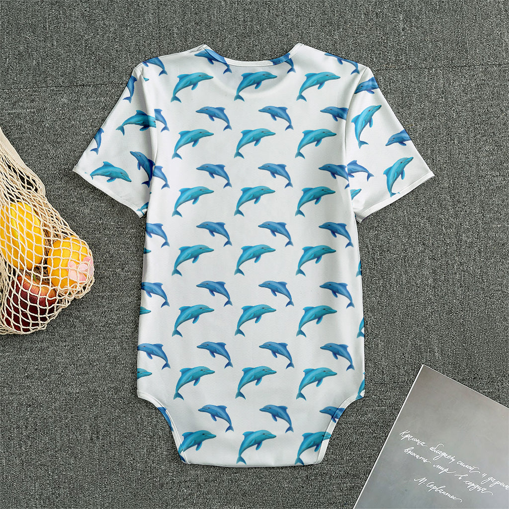 Watercolor Dolphin Pattern Print Men's Bodysuit