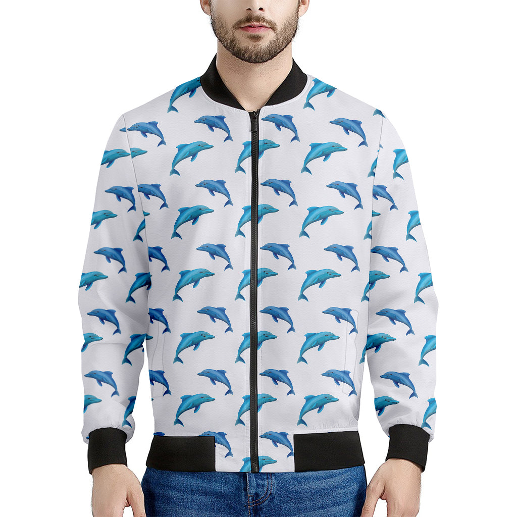 Watercolor Dolphin Pattern Print Men's Bomber Jacket