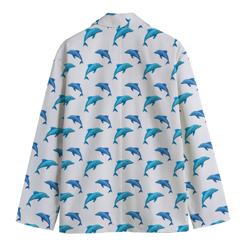 Watercolor Dolphin Pattern Print Men's Cotton Blazer