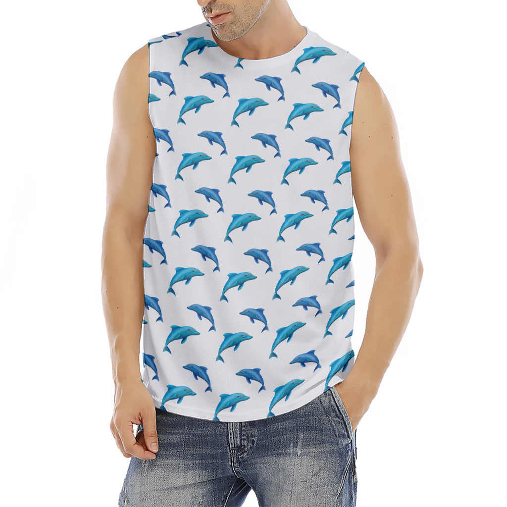 Watercolor Dolphin Pattern Print Men's Fitness Tank Top