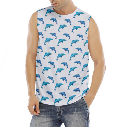 Watercolor Dolphin Pattern Print Men's Fitness Tank Top