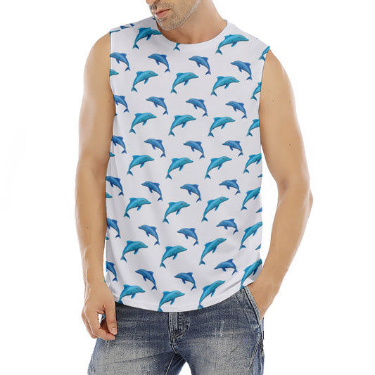 Watercolor Dolphin Pattern Print Men's Fitness Tank Top