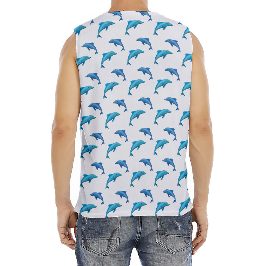 Watercolor Dolphin Pattern Print Men's Fitness Tank Top