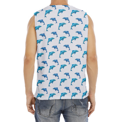 Watercolor Dolphin Pattern Print Men's Fitness Tank Top