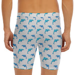 Watercolor Dolphin Pattern Print Men's Long Boxer Briefs