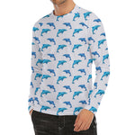 Watercolor Dolphin Pattern Print Men's Long Sleeve Rash Guard