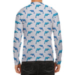 Watercolor Dolphin Pattern Print Men's Long Sleeve Rash Guard