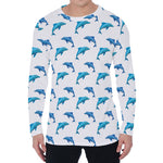 Watercolor Dolphin Pattern Print Men's Long Sleeve T-Shirt