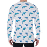 Watercolor Dolphin Pattern Print Men's Long Sleeve T-Shirt