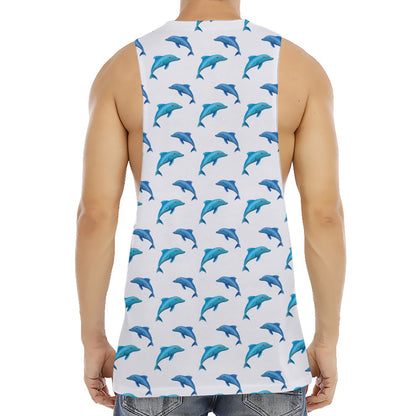 Watercolor Dolphin Pattern Print Men's Muscle Tank Top