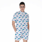 Watercolor Dolphin Pattern Print Men's Rompers