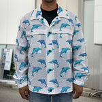 Watercolor Dolphin Pattern Print Men's Shirt Jacket