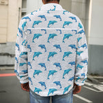 Watercolor Dolphin Pattern Print Men's Shirt Jacket