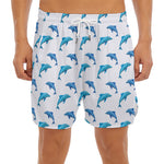 Watercolor Dolphin Pattern Print Men's Split Running Shorts