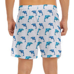 Watercolor Dolphin Pattern Print Men's Split Running Shorts