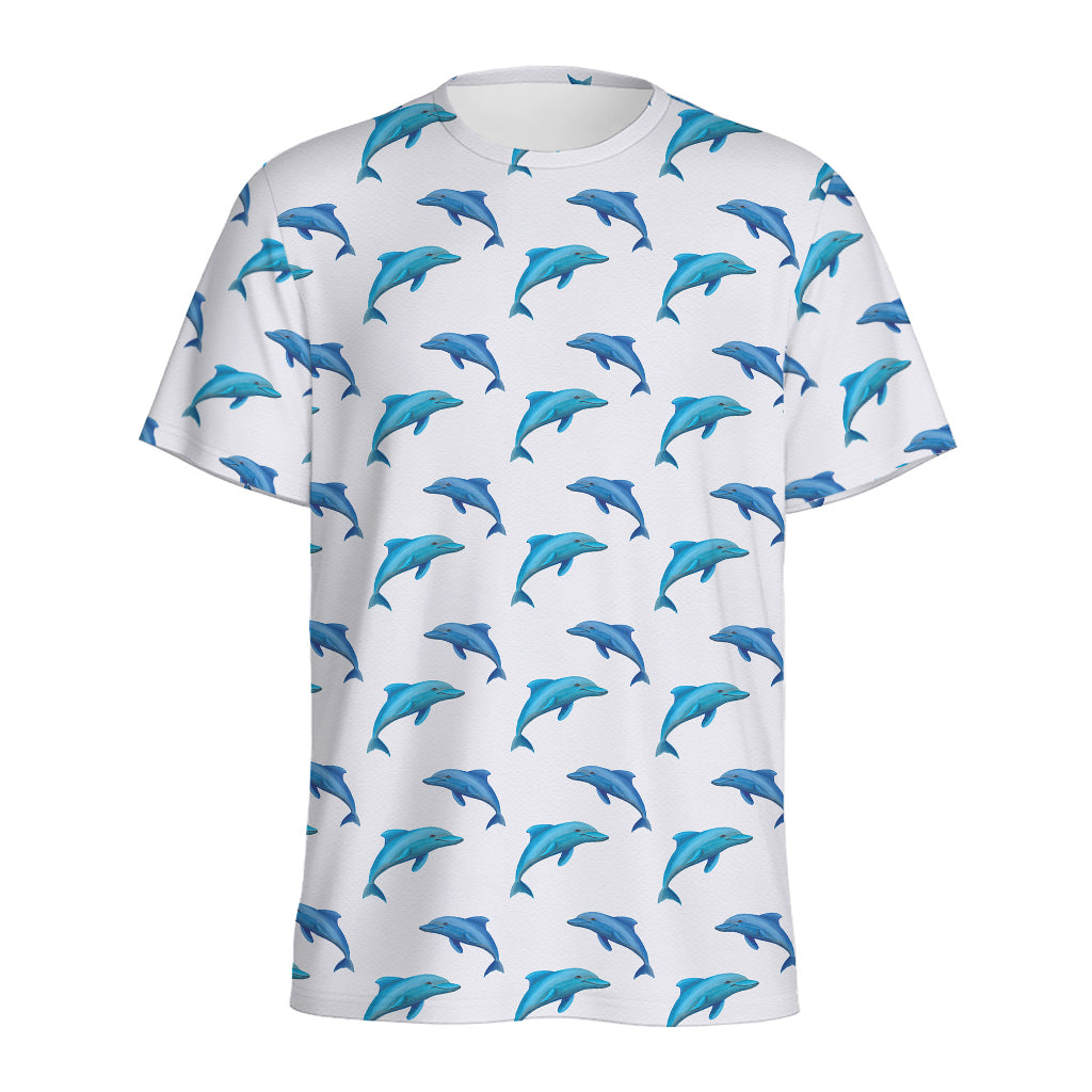 Watercolor Dolphin Pattern Print Men's Sports T-Shirt