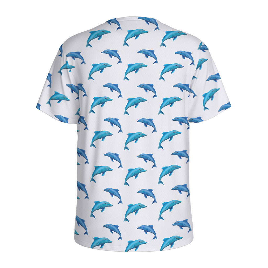 Watercolor Dolphin Pattern Print Men's Sports T-Shirt