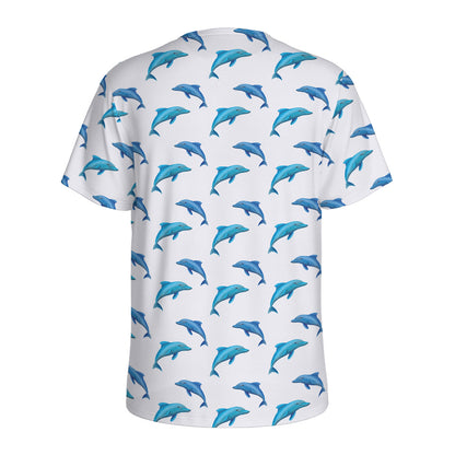 Watercolor Dolphin Pattern Print Men's Sports T-Shirt