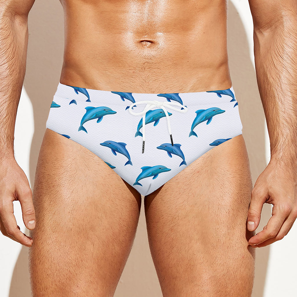 Watercolor Dolphin Pattern Print Men's Swim Briefs