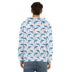 Watercolor Dolphin Pattern Print Men's Velvet Pullover Hoodie
