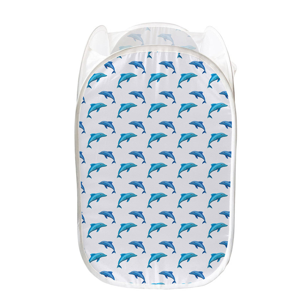 Watercolor Dolphin Pattern Print Mesh Laundry Hamper