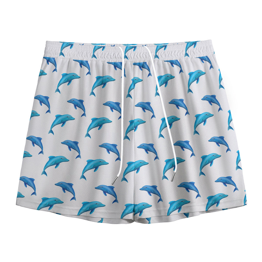 Watercolor Dolphin Pattern Print Mesh Shorts