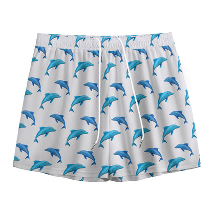 Watercolor Dolphin Pattern Print Mesh Shorts