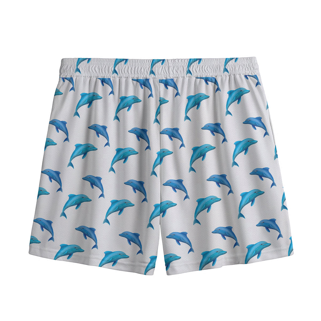 Watercolor Dolphin Pattern Print Mesh Shorts