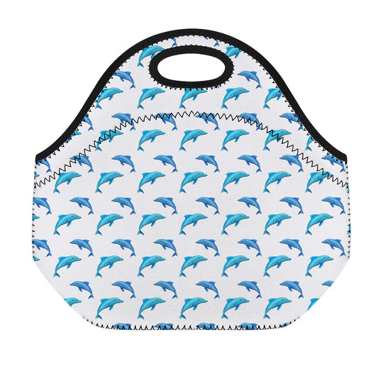 Watercolor Dolphin Pattern Print Neoprene Lunch Bag