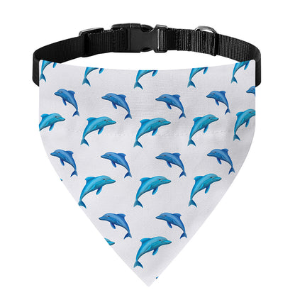 Watercolor Dolphin Pattern Print Over The Collar Dog Bandana