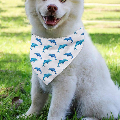 Watercolor Dolphin Pattern Print Over The Collar Dog Bandana