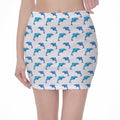 Watercolor Dolphin Pattern Print Pencil Mini Skirt