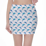 Watercolor Dolphin Pattern Print Pencil Mini Skirt