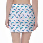 Watercolor Dolphin Pattern Print Pencil Mini Skirt