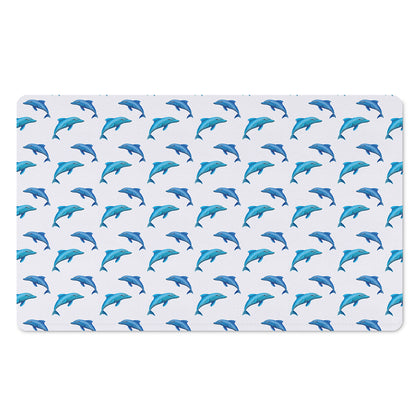 Watercolor Dolphin Pattern Print Polyester Doormat