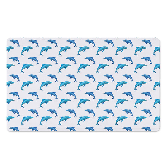Watercolor Dolphin Pattern Print Polyester Doormat
