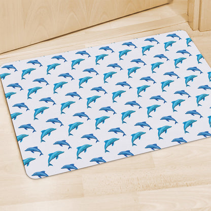 Watercolor Dolphin Pattern Print Polyester Doormat