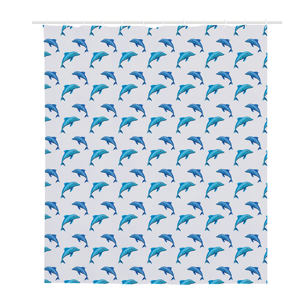Watercolor Dolphin Pattern Print Polyester Shower Curtain
